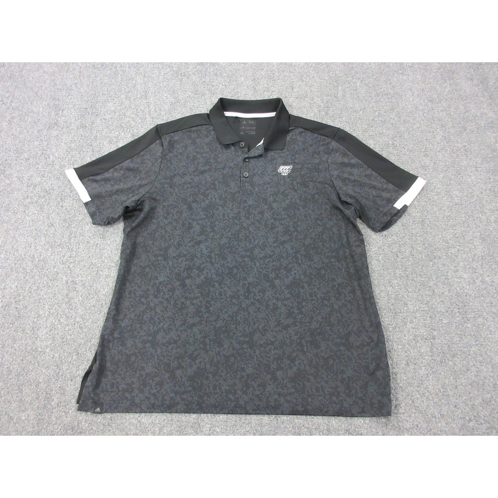Adidas Polo Shirt Mens XL Black Climacool Camouflage 100% Polyester Tagless